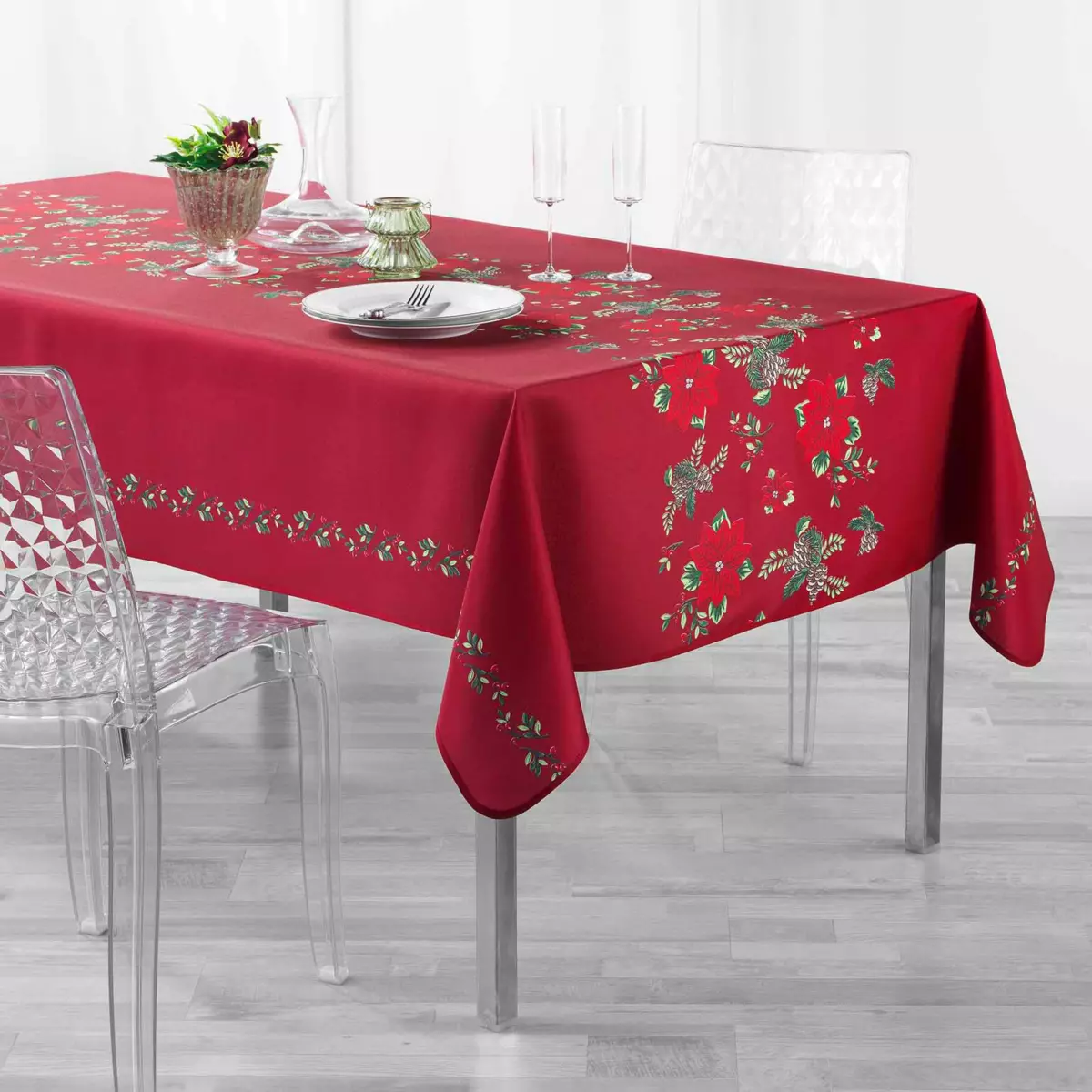 Nappe rectangulaire (L240 cm) Isadora Rouge 1