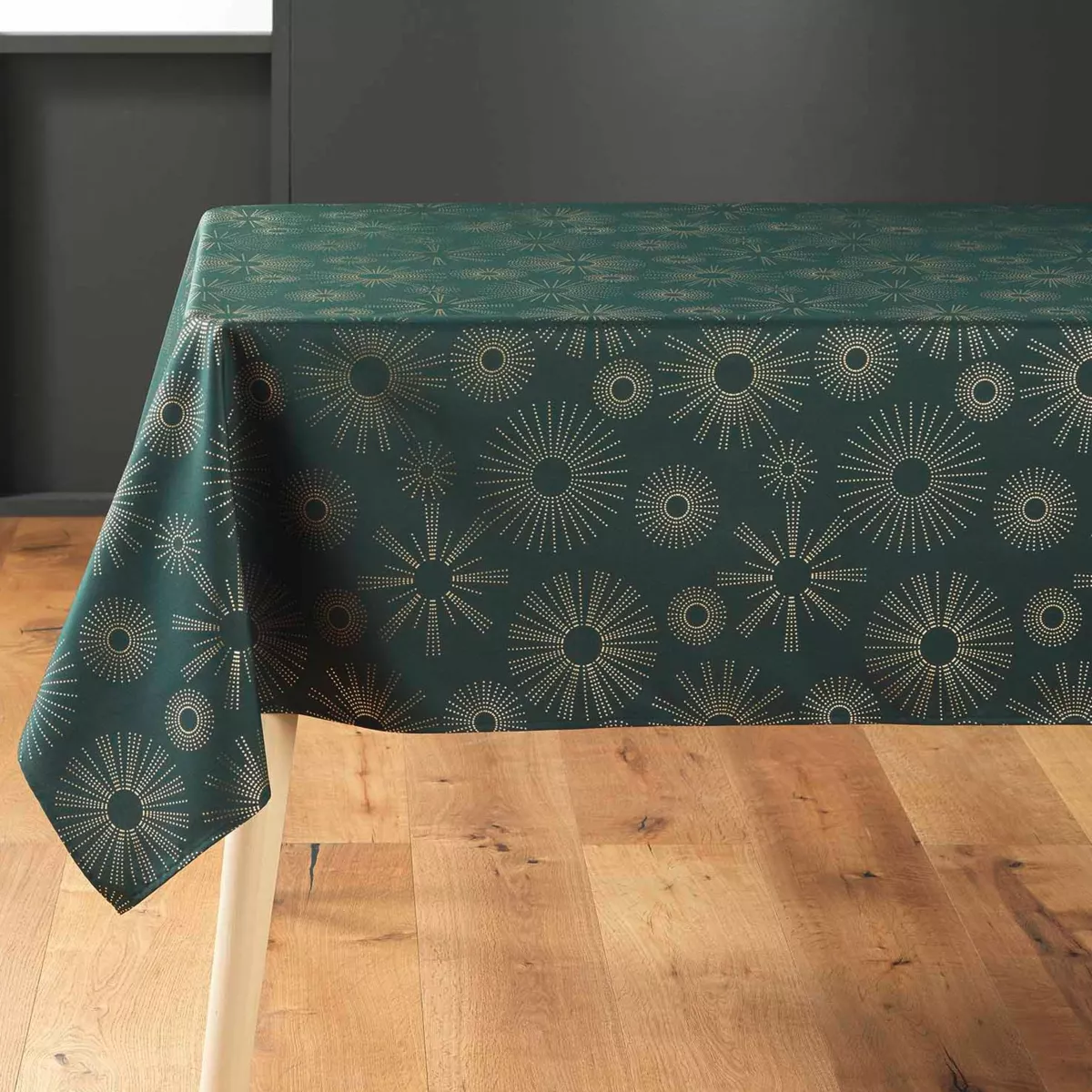 Nappe de Noël rectangulaire (150 x 300 cm) Pampille métallisé Vert