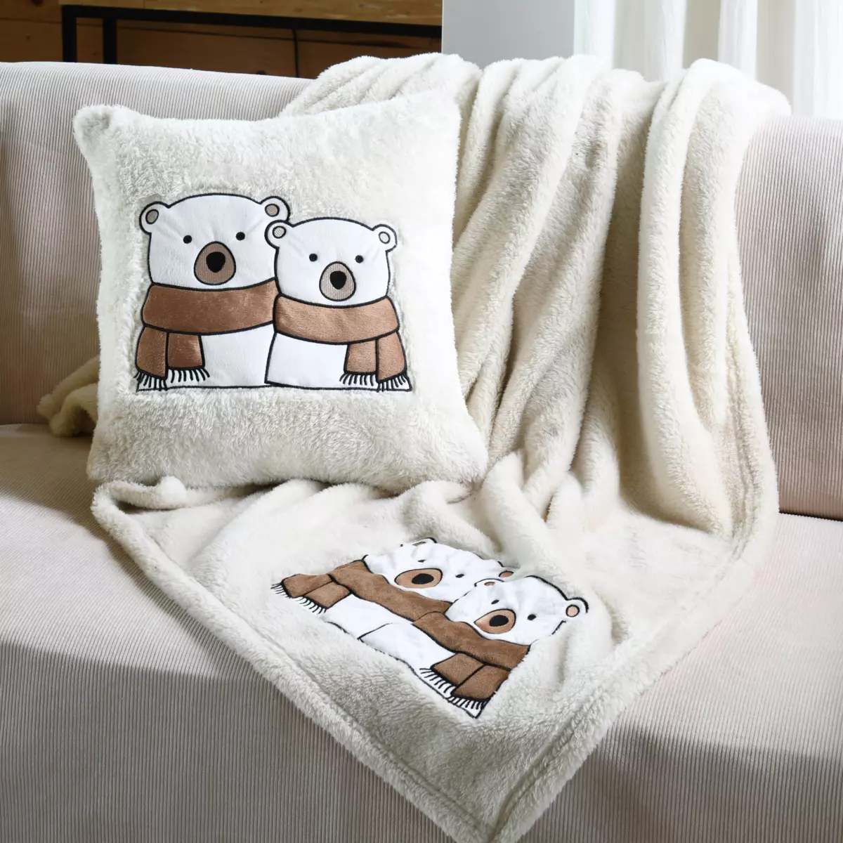 Plaid de noël (150 cm) Douillet Ecru 1