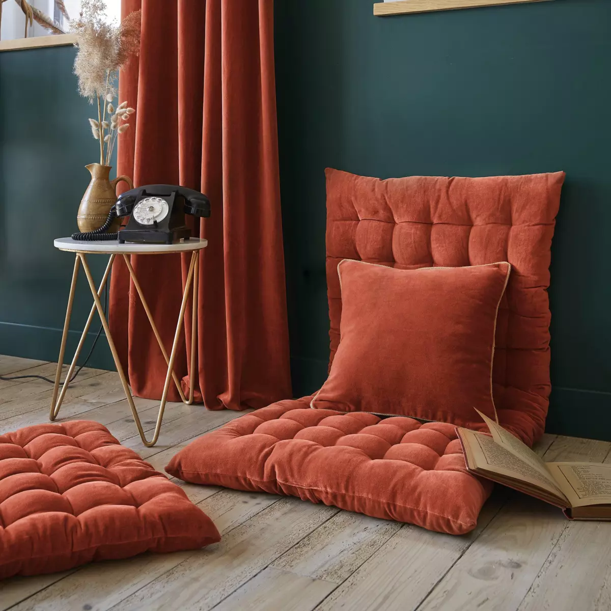 Vloermatras katoenfluweel (60 x 120 cm) César Terracotta 3