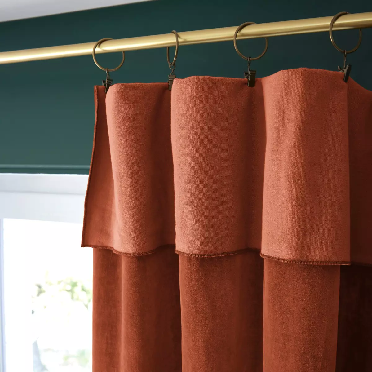 Tenda iin velluto di cotone regolabile (140 x max 270 cm) César Terracotta 4