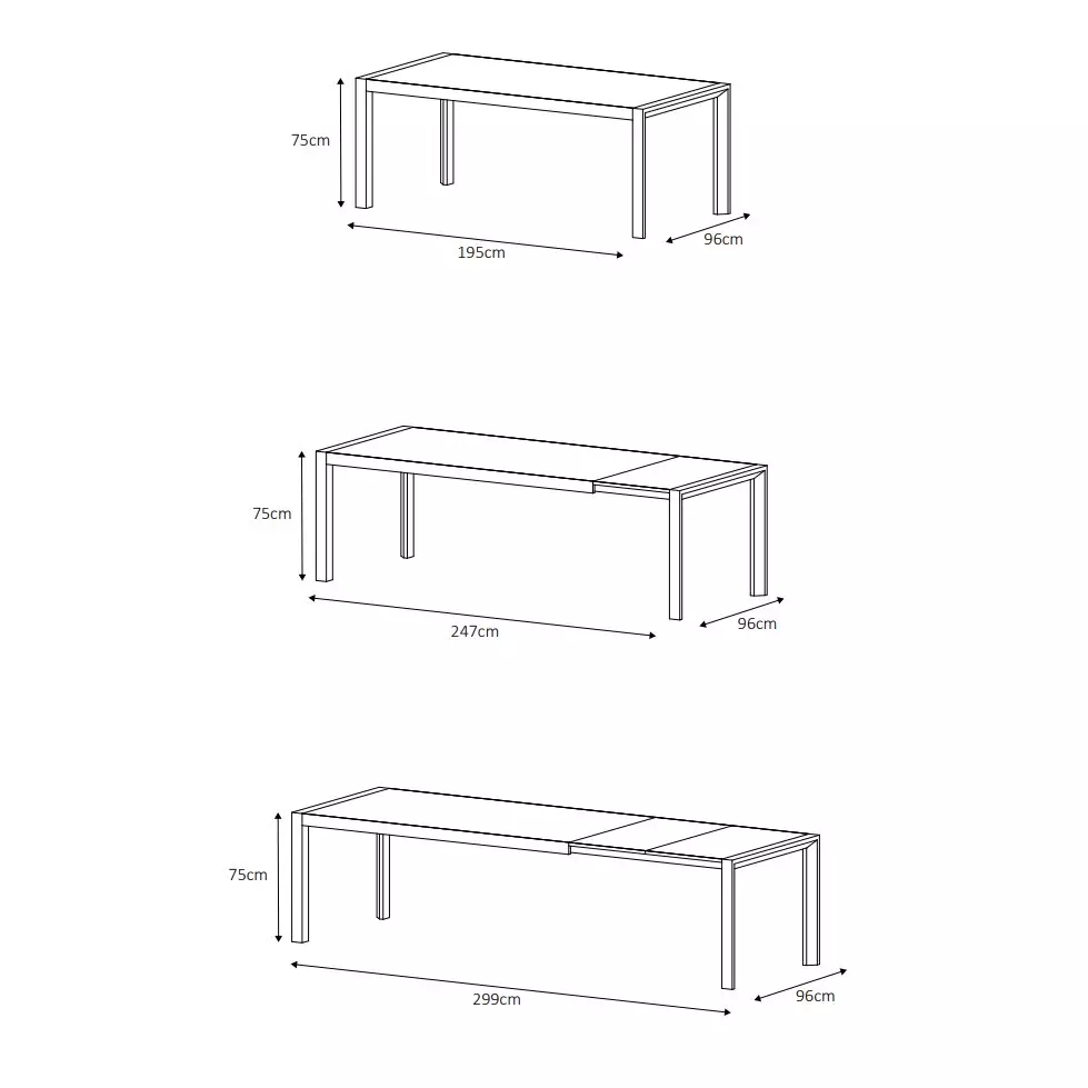 Mesa de jardín extensible 12 plazas Aluminio Amalfi (300 x 96 cm) - Gris antracita