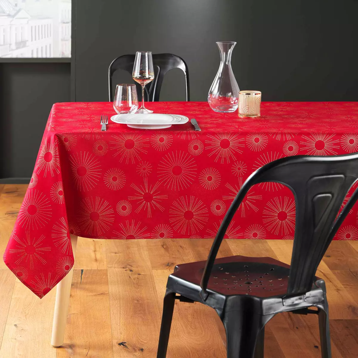 Tovaglia rettangolare (L240 cm) Pampille métallisé Rosso 1