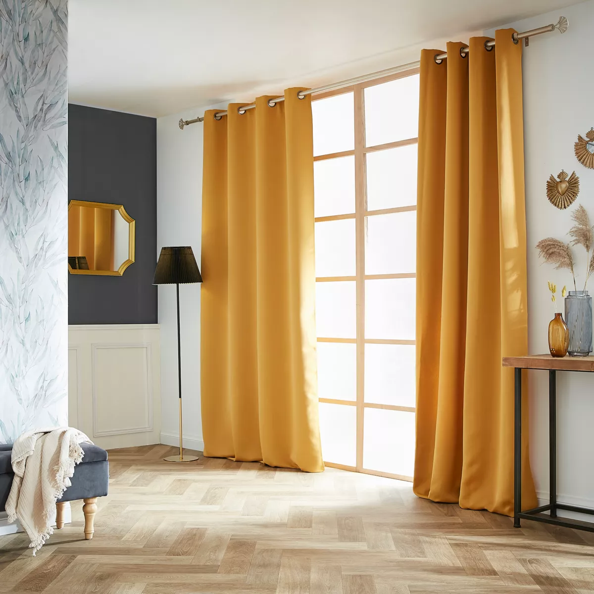 Cortina opaca (140 x 260 cm) Obscure Amarillo mostaza