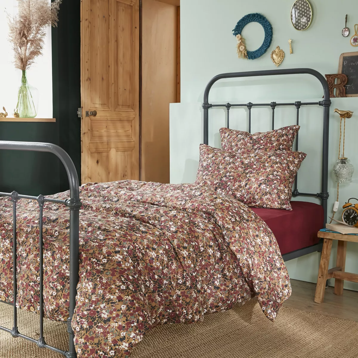 Bettbezug aus Baumwoll-Gaze (140 cm) Constance Camel