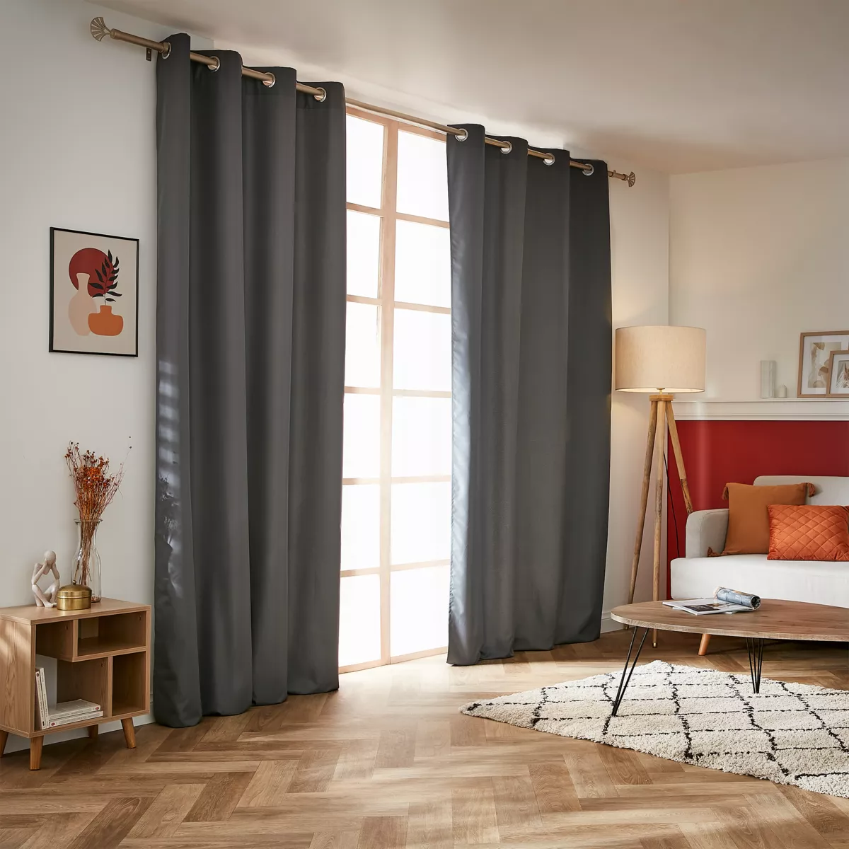 EM RIDEAU A OEILLETS 140 x 240 CM POLYESTER UNI THERMIQUE SUMMIT ANTHRACITE