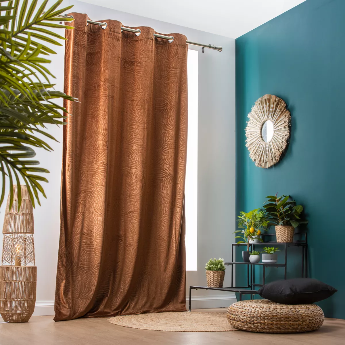 Rideau occultant velours (140 x 280 cm) Fern Camel