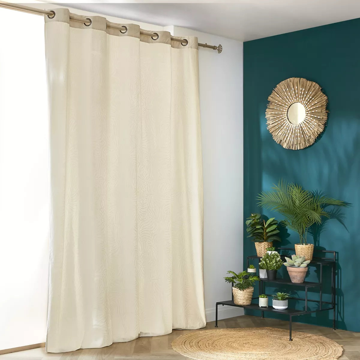 Tenda oscurante velluto (180 x 260 cm) Fern Ecru