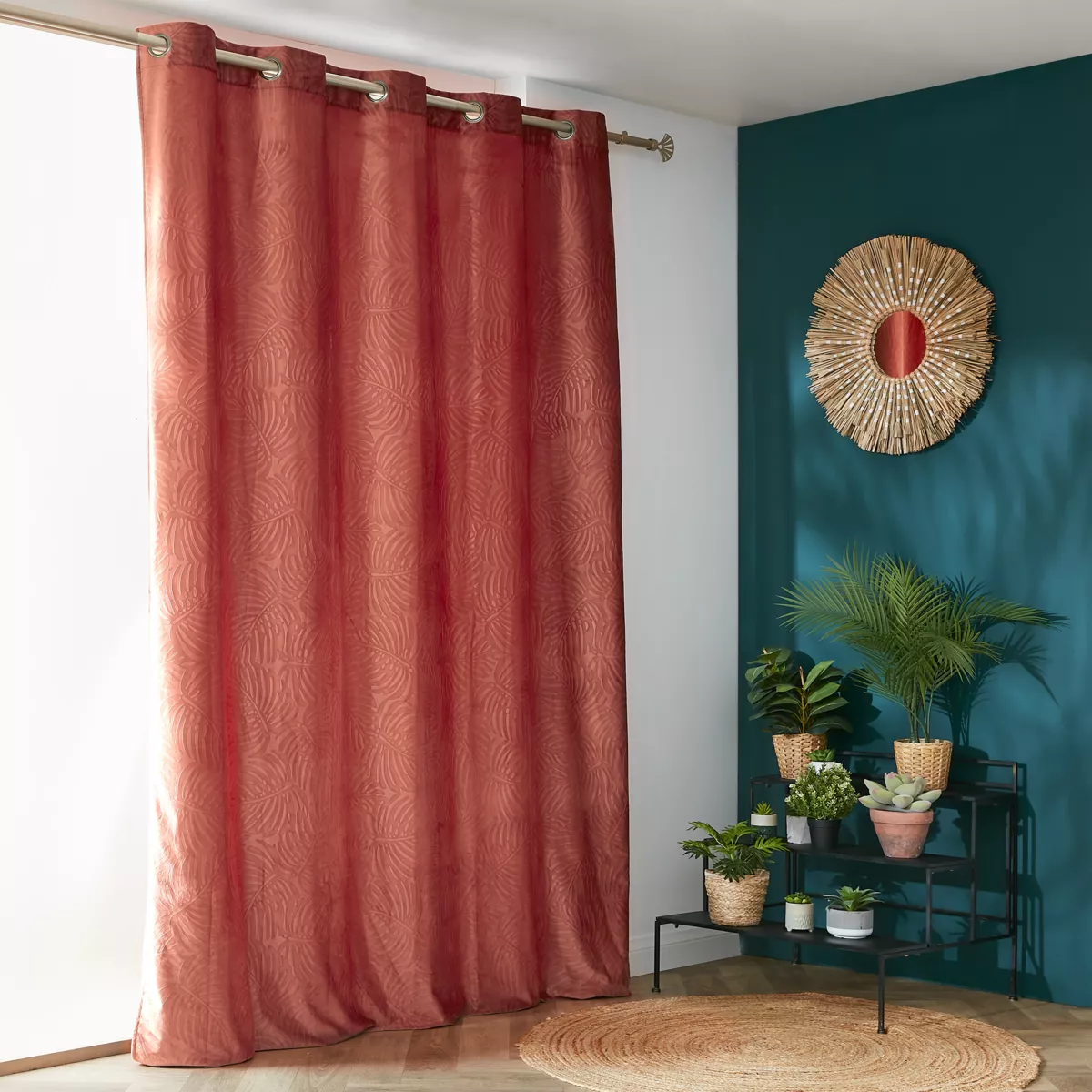 Cortina opaca terciopelo (180 x 260 cm) Fern Terracota
