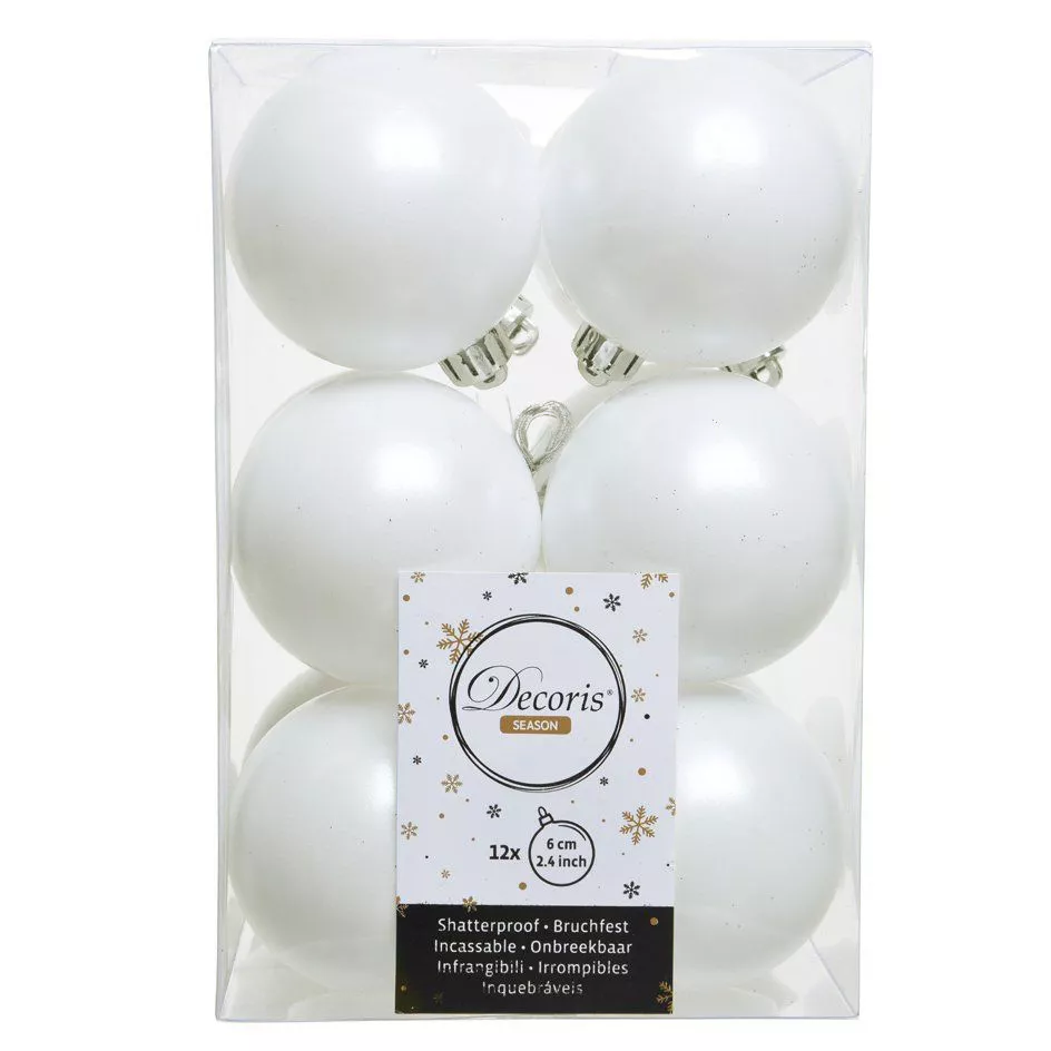 Lot de 12 boules de Noël (D60 mm) Alpine Blanc 1