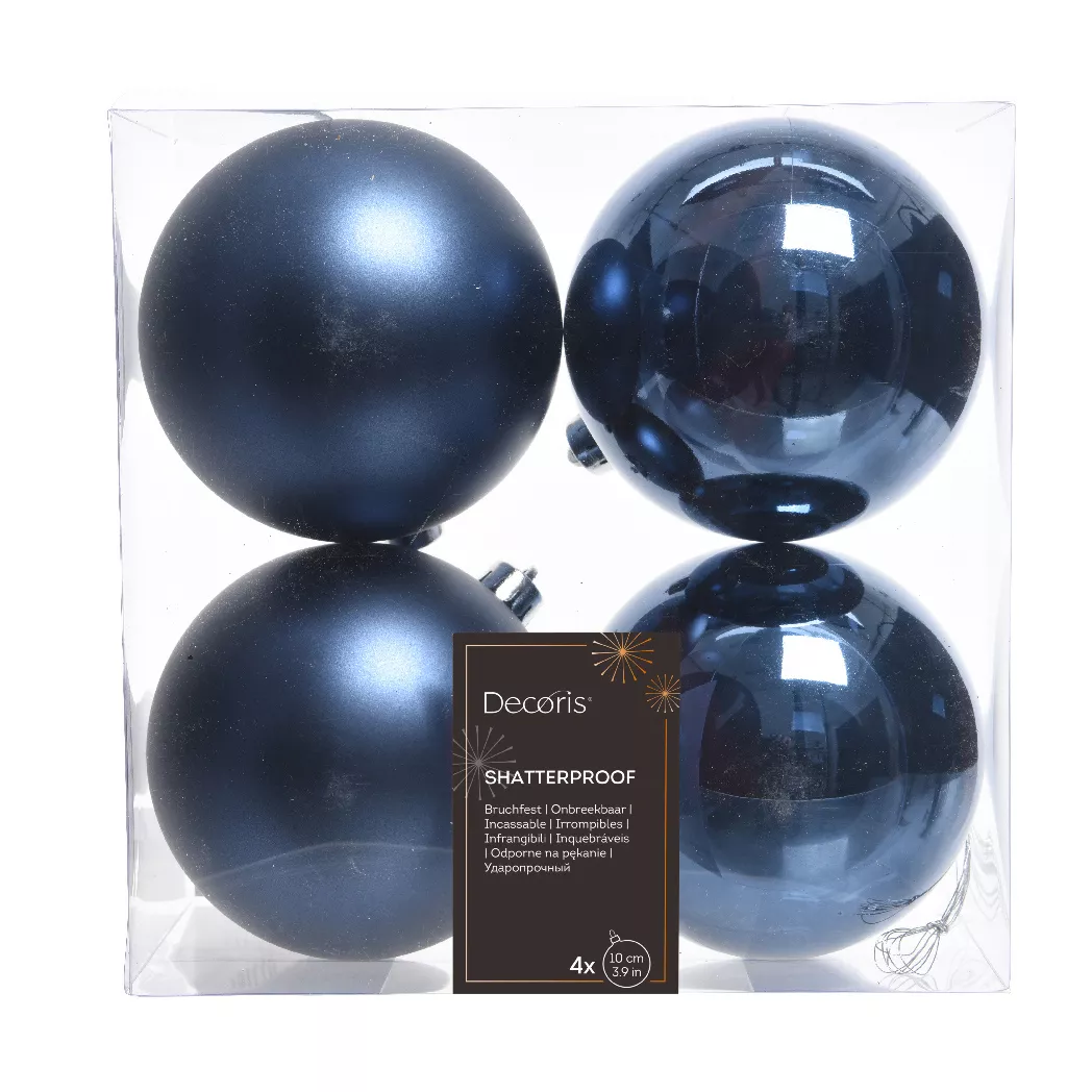 Lot de 4 boules de Noël (D100 mm) Alpine Bleu nuit 1