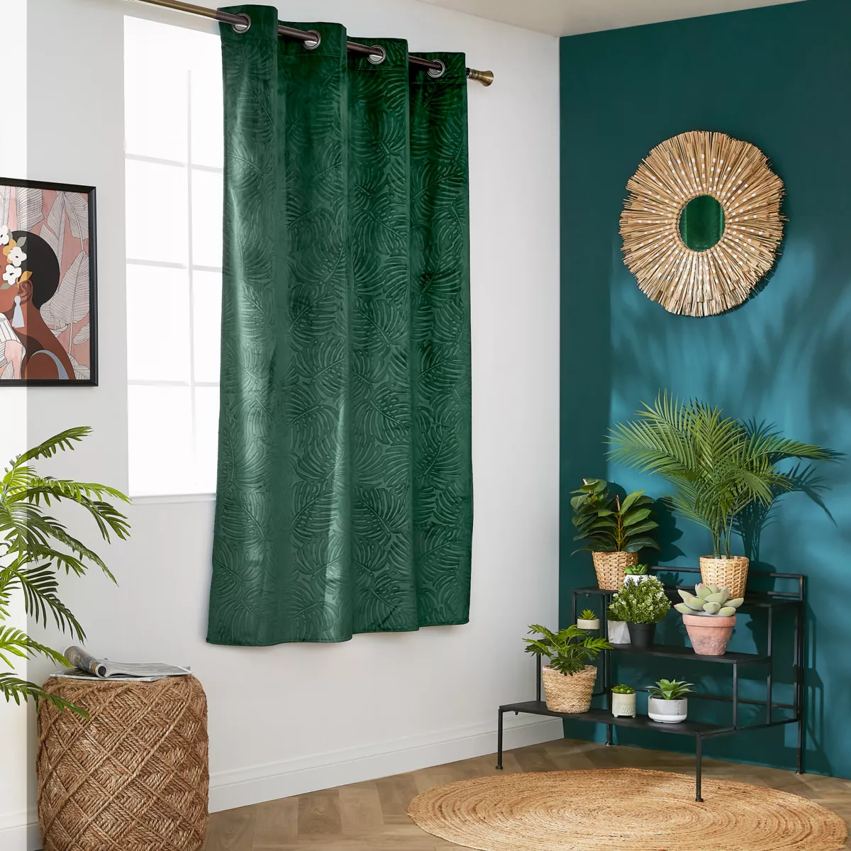 Tenda oscurante velluto (140 x 180 cm) Fern Verde abete