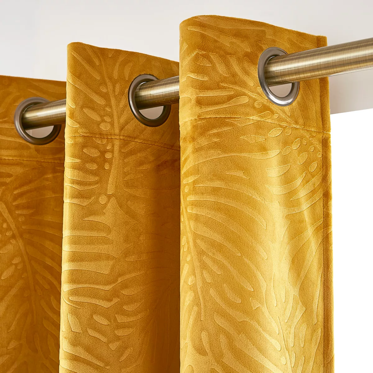 Cortina opaca terciopelo (180 x 260 cm) Fern Amarillo ocre