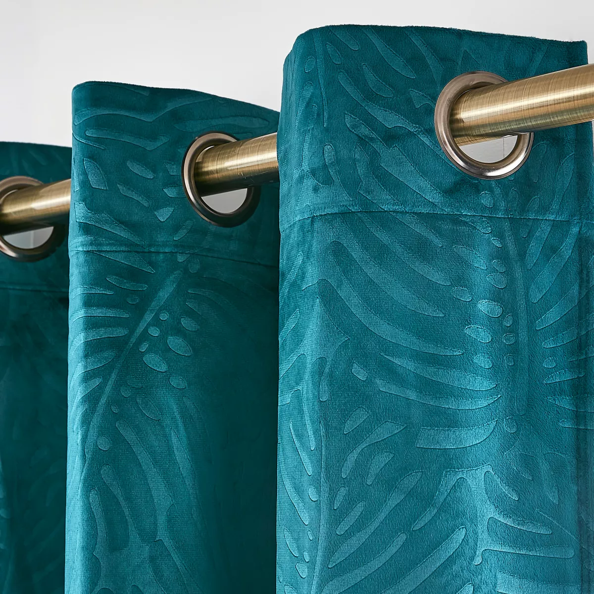 Rideau occultant velours (180 x 260 cm) Fern Bleu pétrole