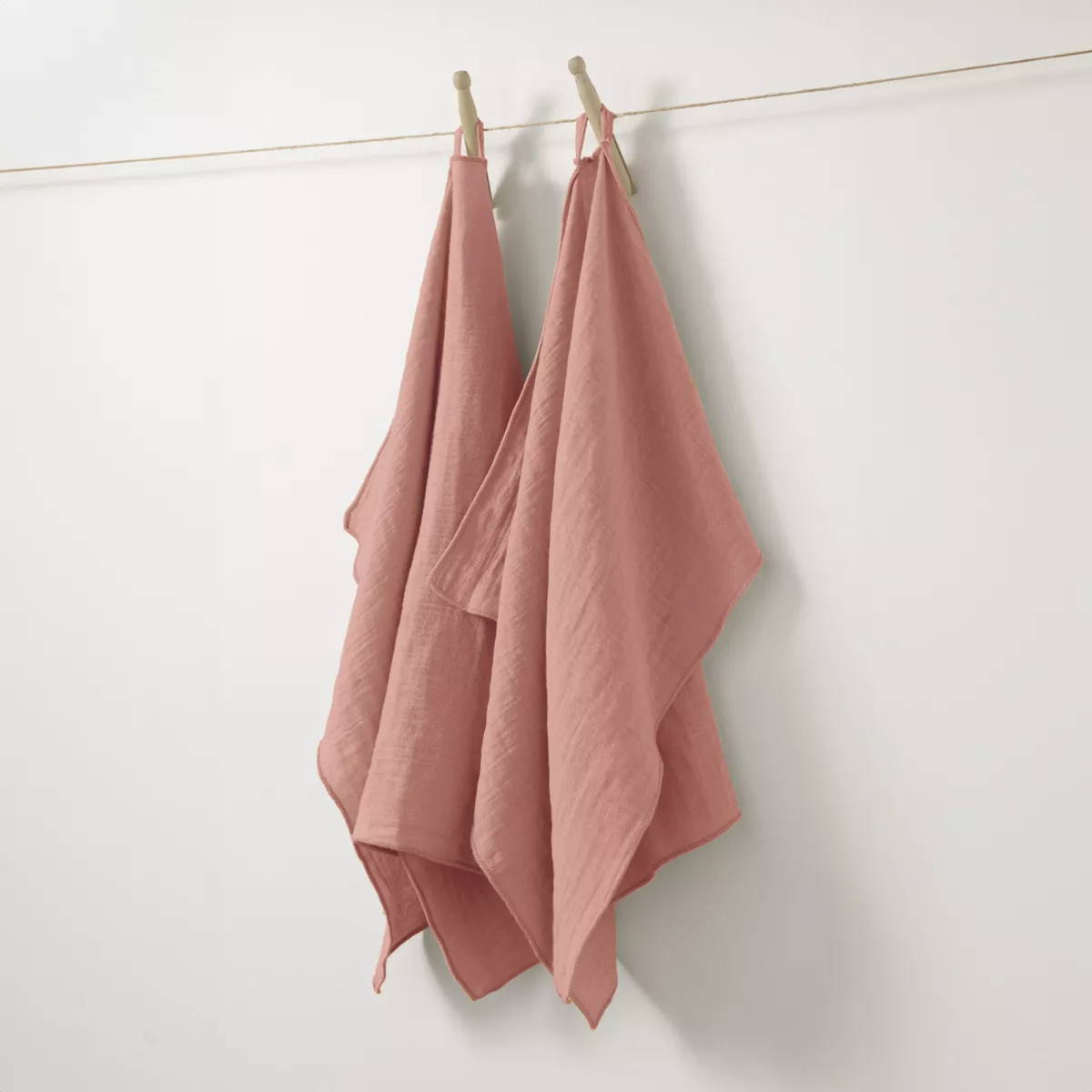 2er Set Handtücher aus Baumwoll-Gaze (70 cm) Gaïa Rosa