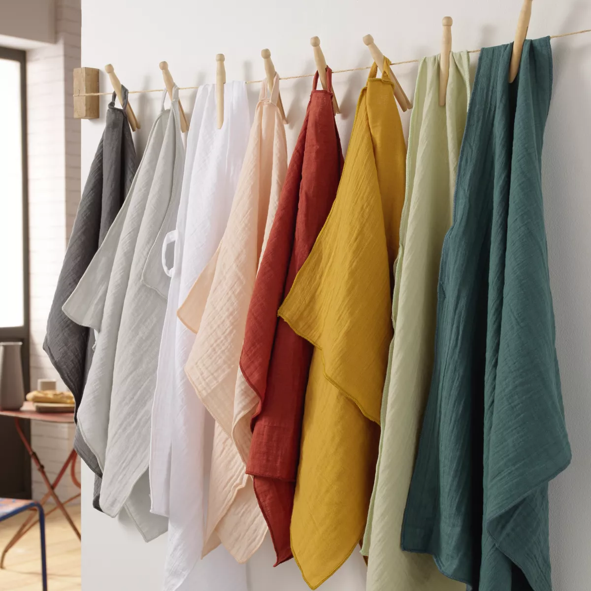 2er Set Handtücher aus Baumwoll-Gaze (70 cm) Gaïa Rosa