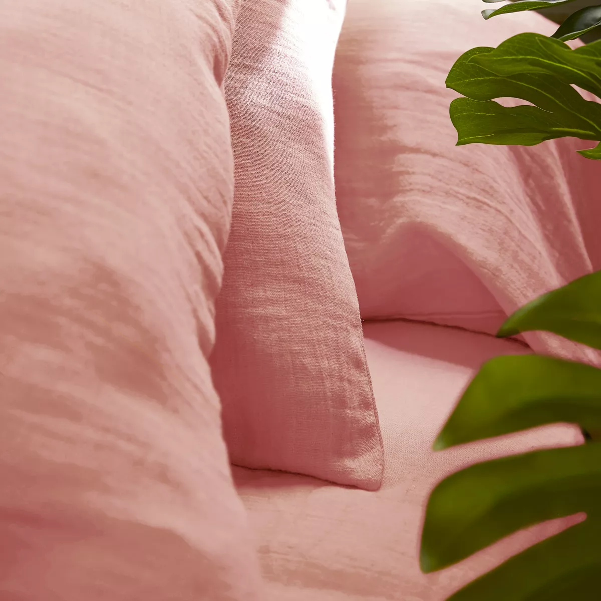 Housse de couette gaze de coton (200 cm) Gaïa Rose pêche