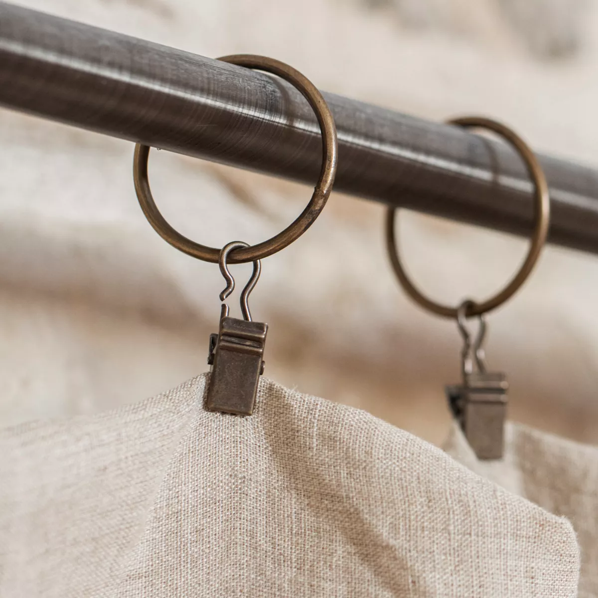 Rideau lin lavé ajustable (140 x max 270 cm) Louise Beige 2