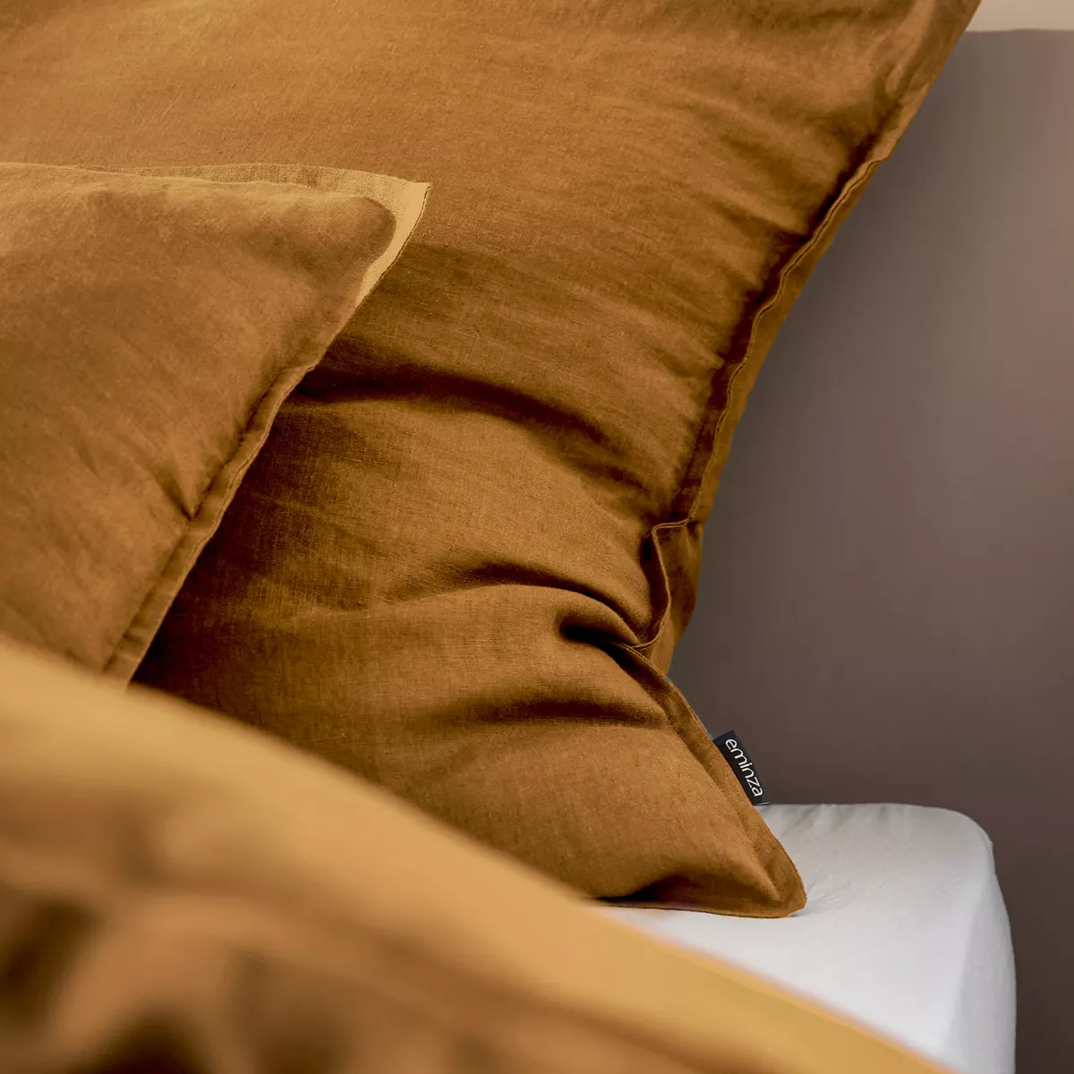 Copripiumino lino lavato (260 cm) Louise Caramello