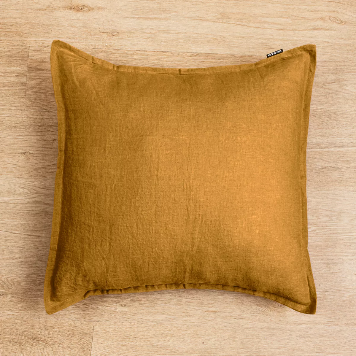 Taie d'oreiller carrée lin lavé (60 cm) Louise Caramel 1