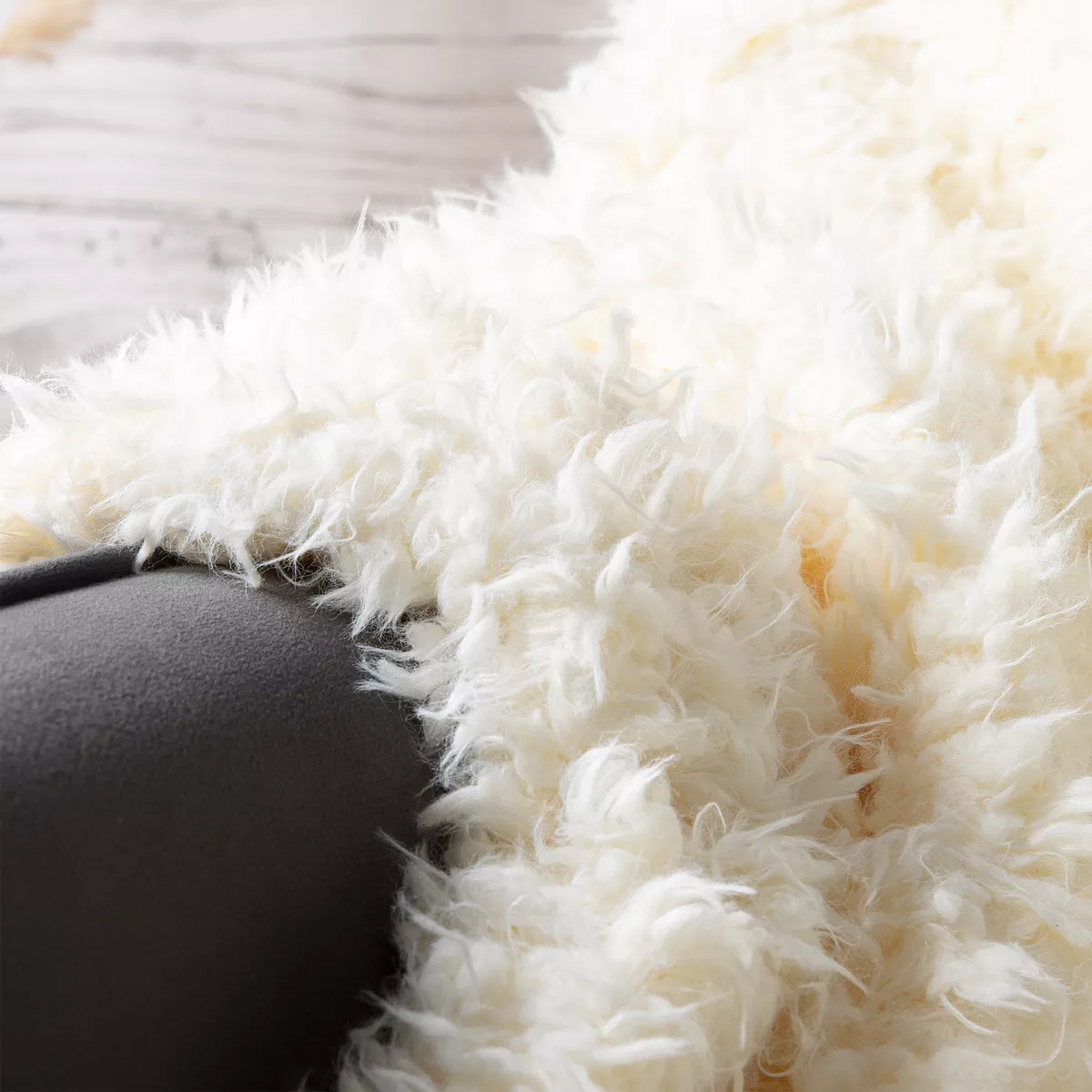 Kunstfelldecke (160 cm) Schaf Cremeweiß 127
