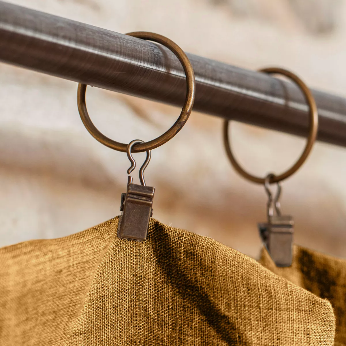 Cortina en lino lavado ajustable (140 x max 270 cm) Louise Caramel 2