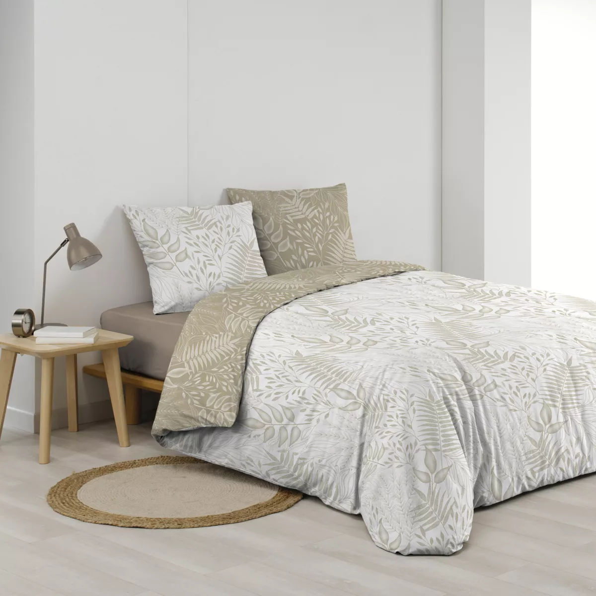 Funda nórdica y dos fundas en algodón (260 x 240 cm) Cassia Beige