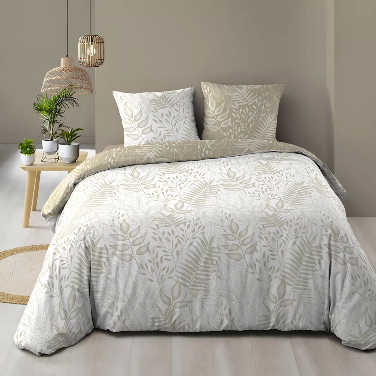 Baumwoll-Bettwäsche (240 x 220 cm) Cassia Beige