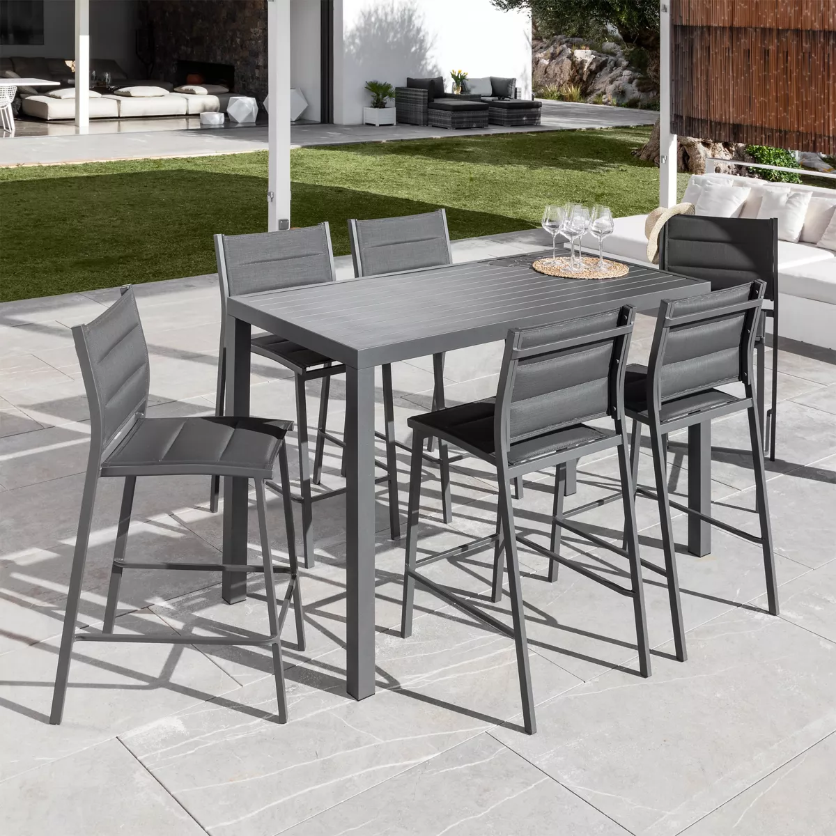 Sgabello da giardino Alluminio impilabile Murano - Grigio antracito