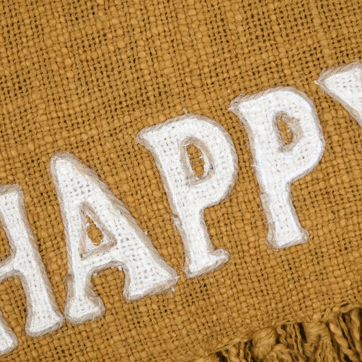 Jeté de canapé coton (125 x 150 cm) Happy Jaune curry