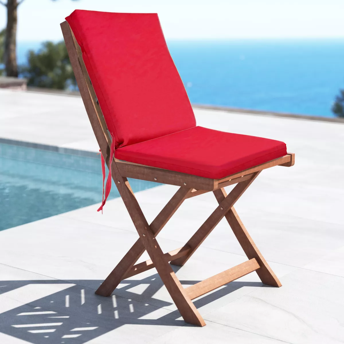 Galette de chaise avec dossier (L90 cm) Mambo Rouge