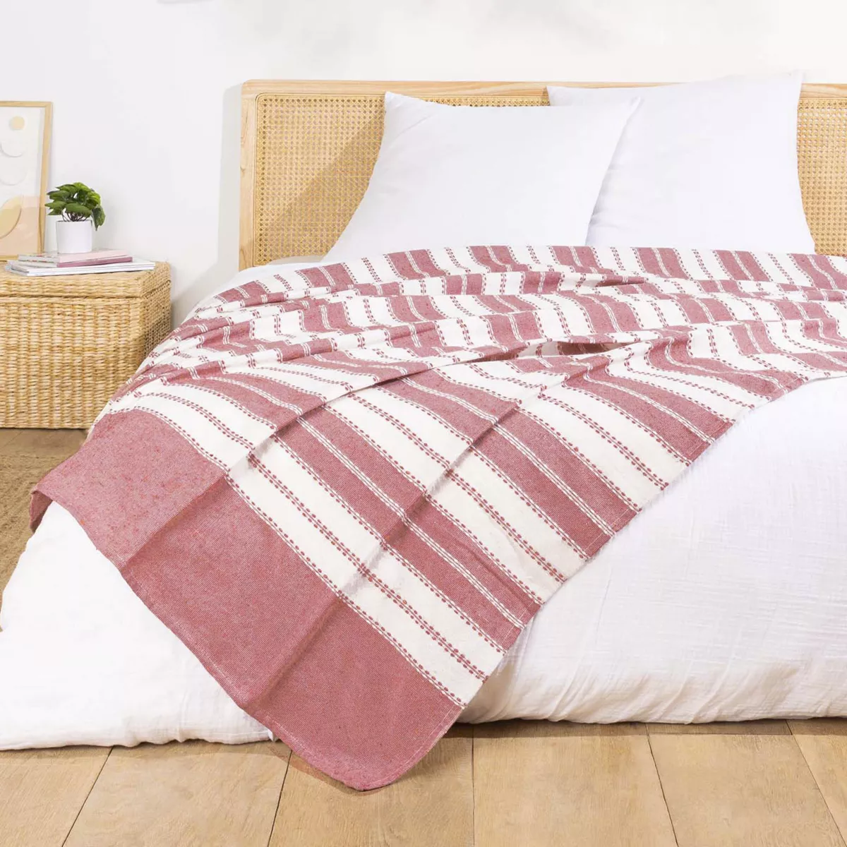 COUVRE LIT 1 PERSONNE 180 x 220 CM COTON/POLYESTER JACQUARD ABBY MARSALA