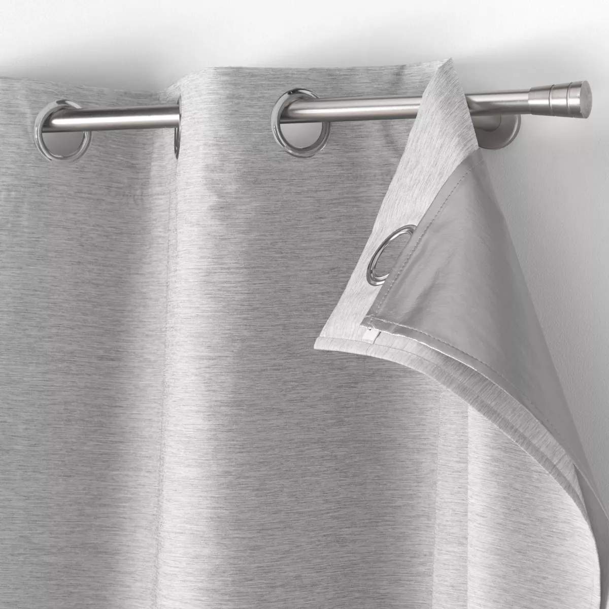 RIDEAU OEILLETS DOUBLURE AMOV. 140x260 CM CHAMBRAY/POLYESTER/TPU COVERLINE GRIS