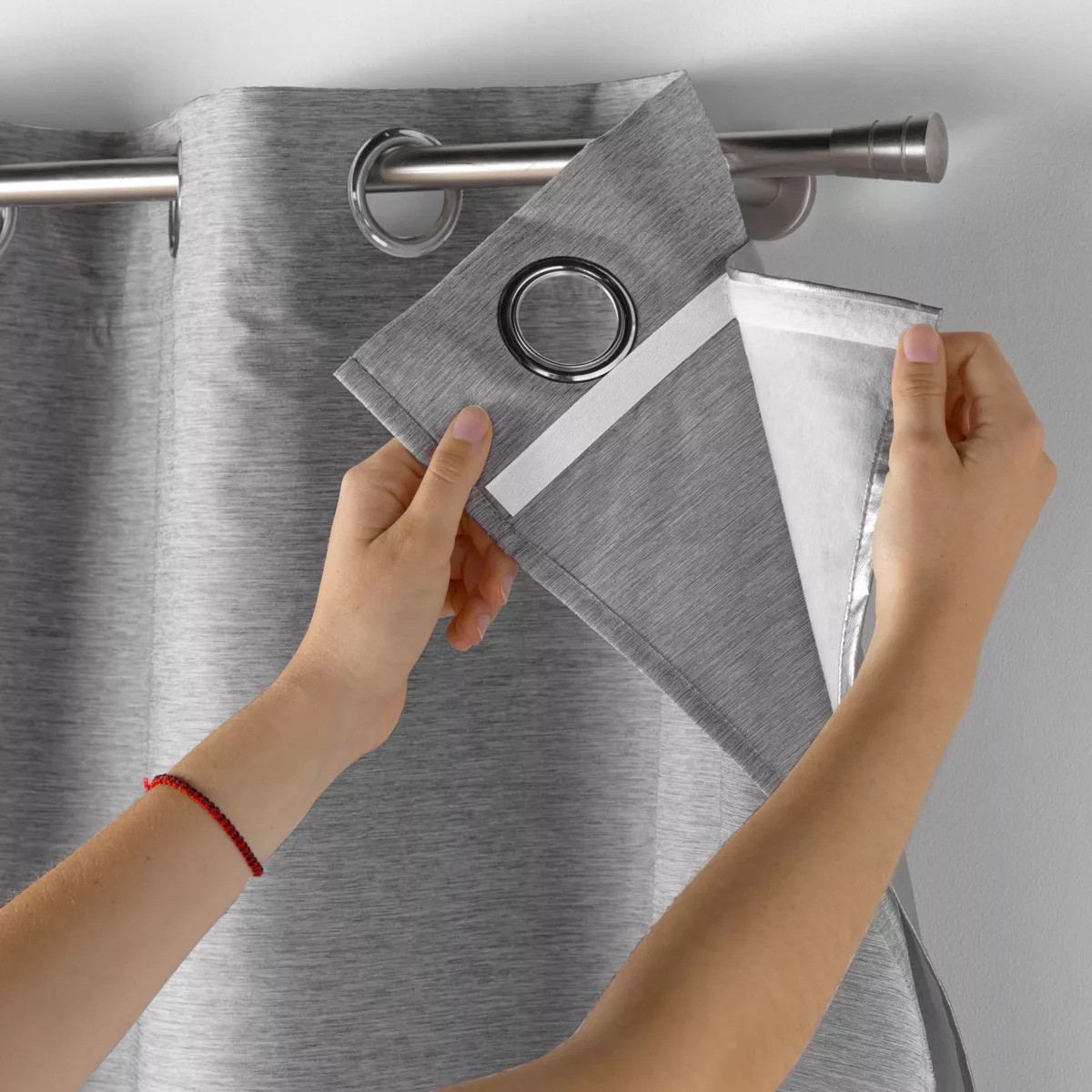 RIDEAU OEI DOUBLURE AMOV. 140x260 CM CHAMBRAY/POLYESTER/TPU COVERLINE ANTHRACITE