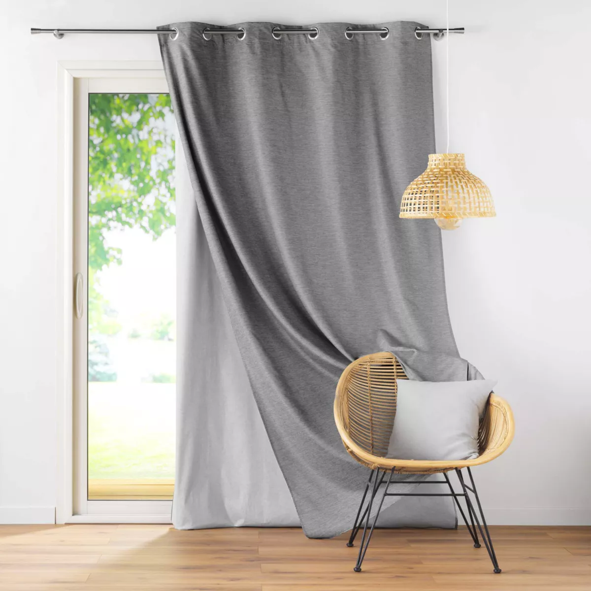 RIDEAU OEI DOUBLURE AMOV. 140x260 CM CHAMBRAY/POLYESTER/TPU COVERLINE ANTHRACITE