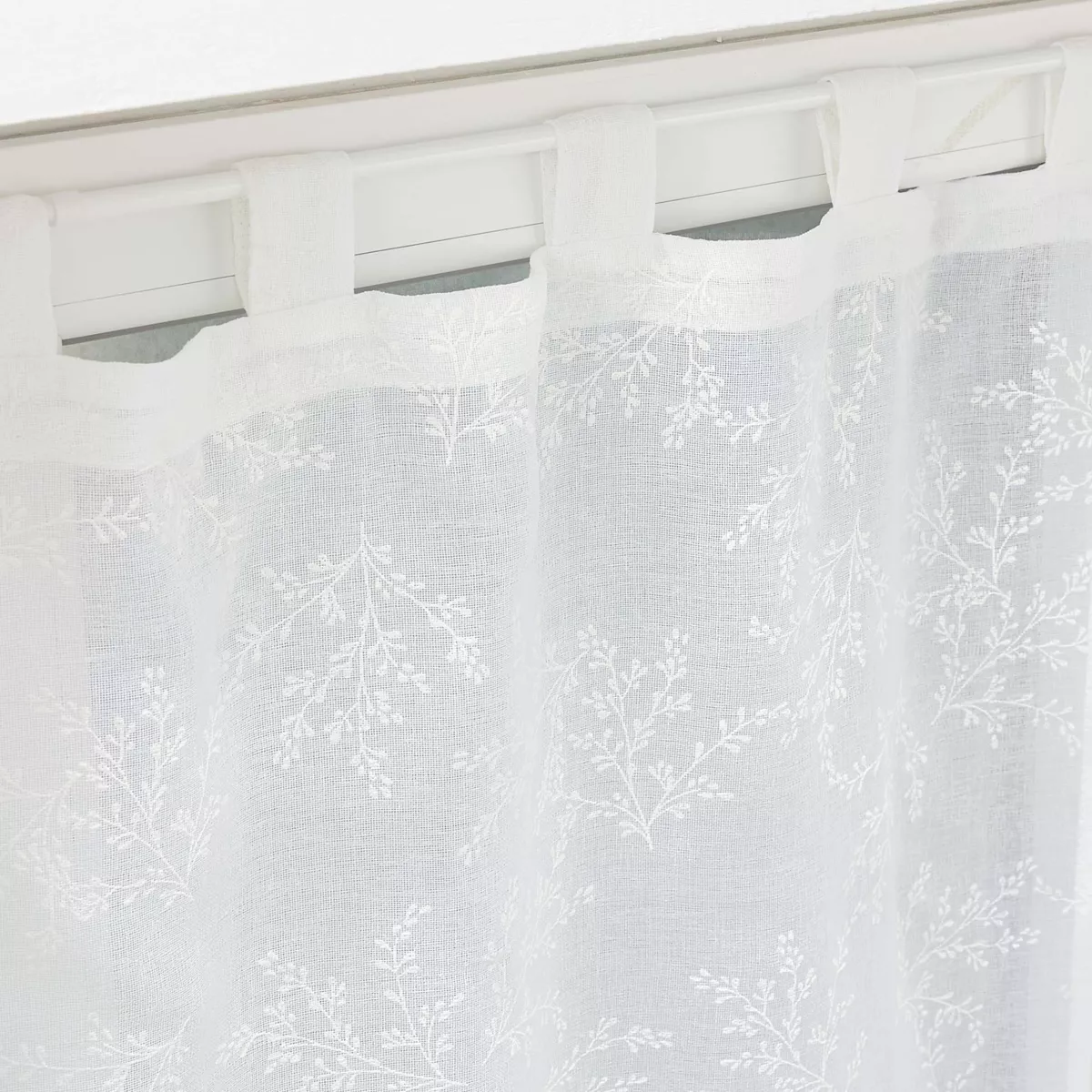 PAIRE DROITE PASSANTS 2 x 60 x 120 CM VOILE TISSE APPLIQUE KARLA BLANC