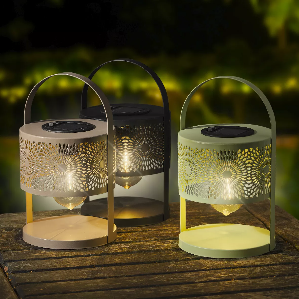 Lanterne solaire de table (H22,5 cm) à LED Noir