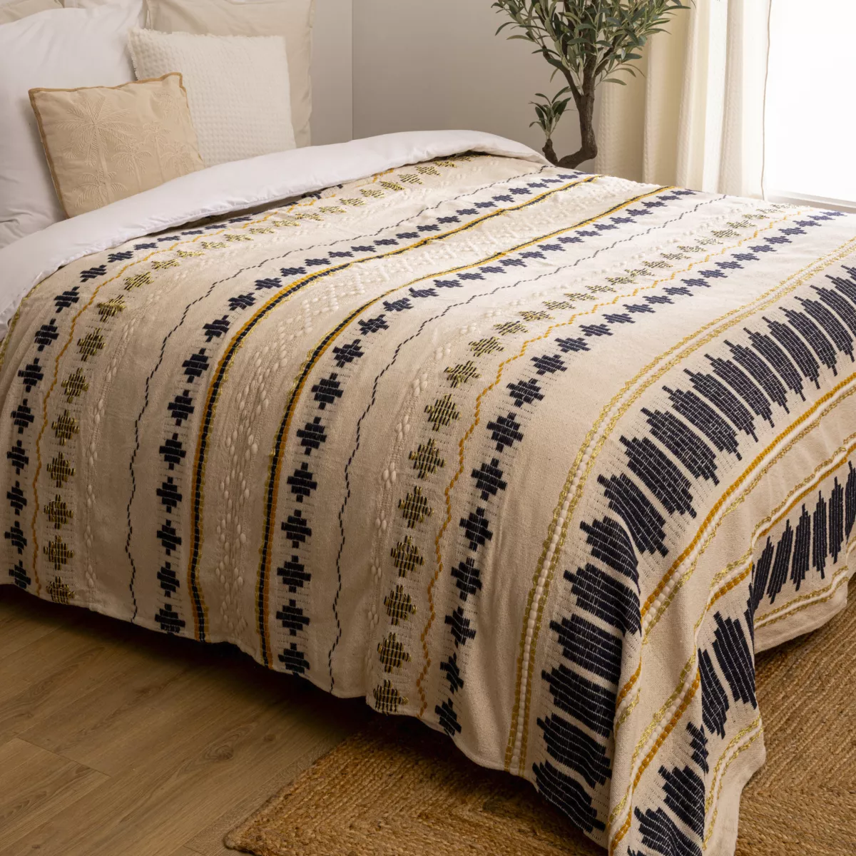 Colcha de algodón (260 x 240 cm) Ilabay Beige
