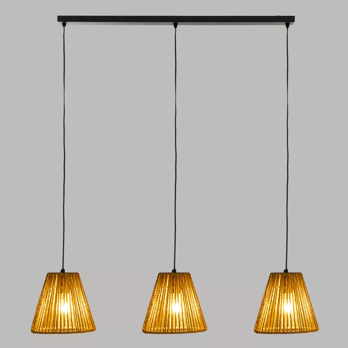 Lampadario corda 3 Paralumi (77 cm) Giada Beige