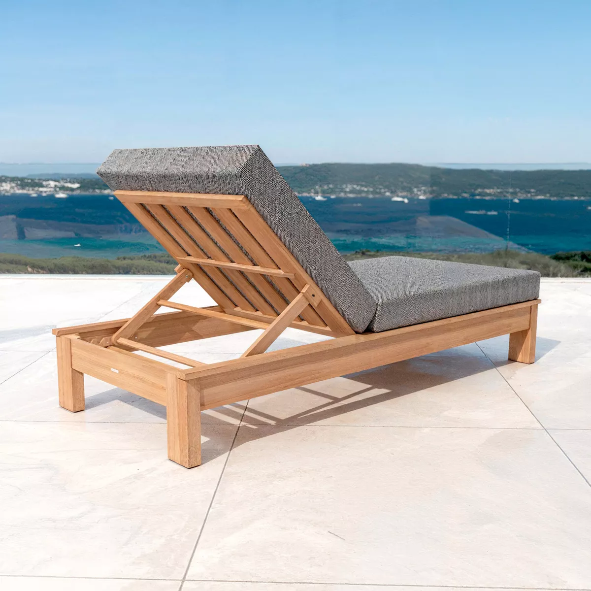Lettino da spiaggia legno d'acacia Bornéo - Grigio antracite