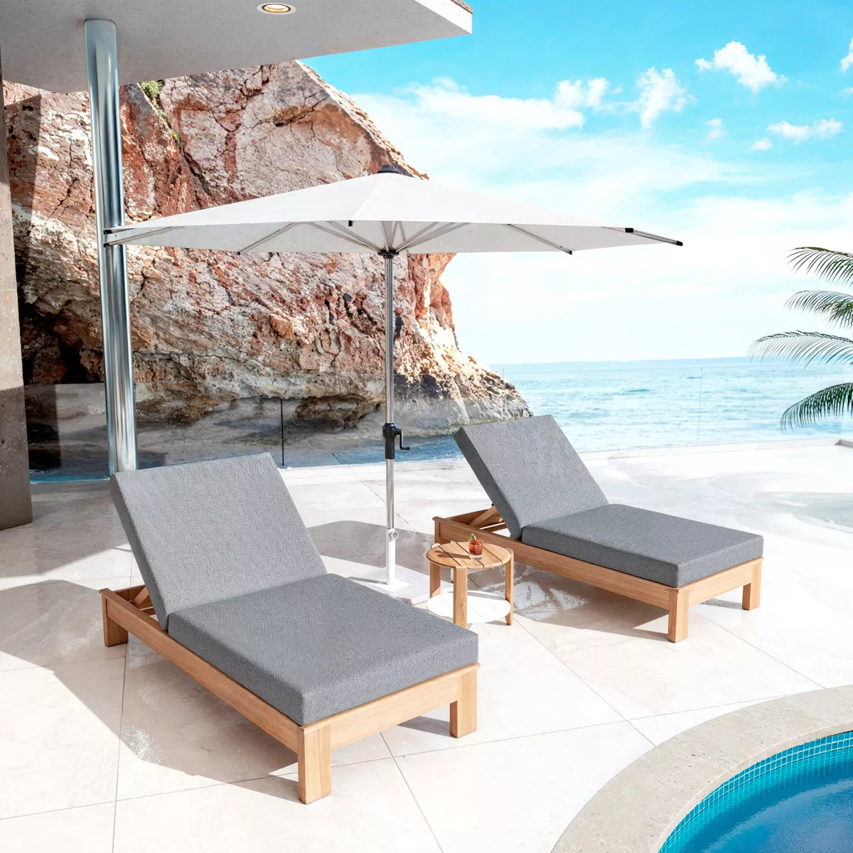 Transat bois d'acacia Borneo - Anthrazitgrau