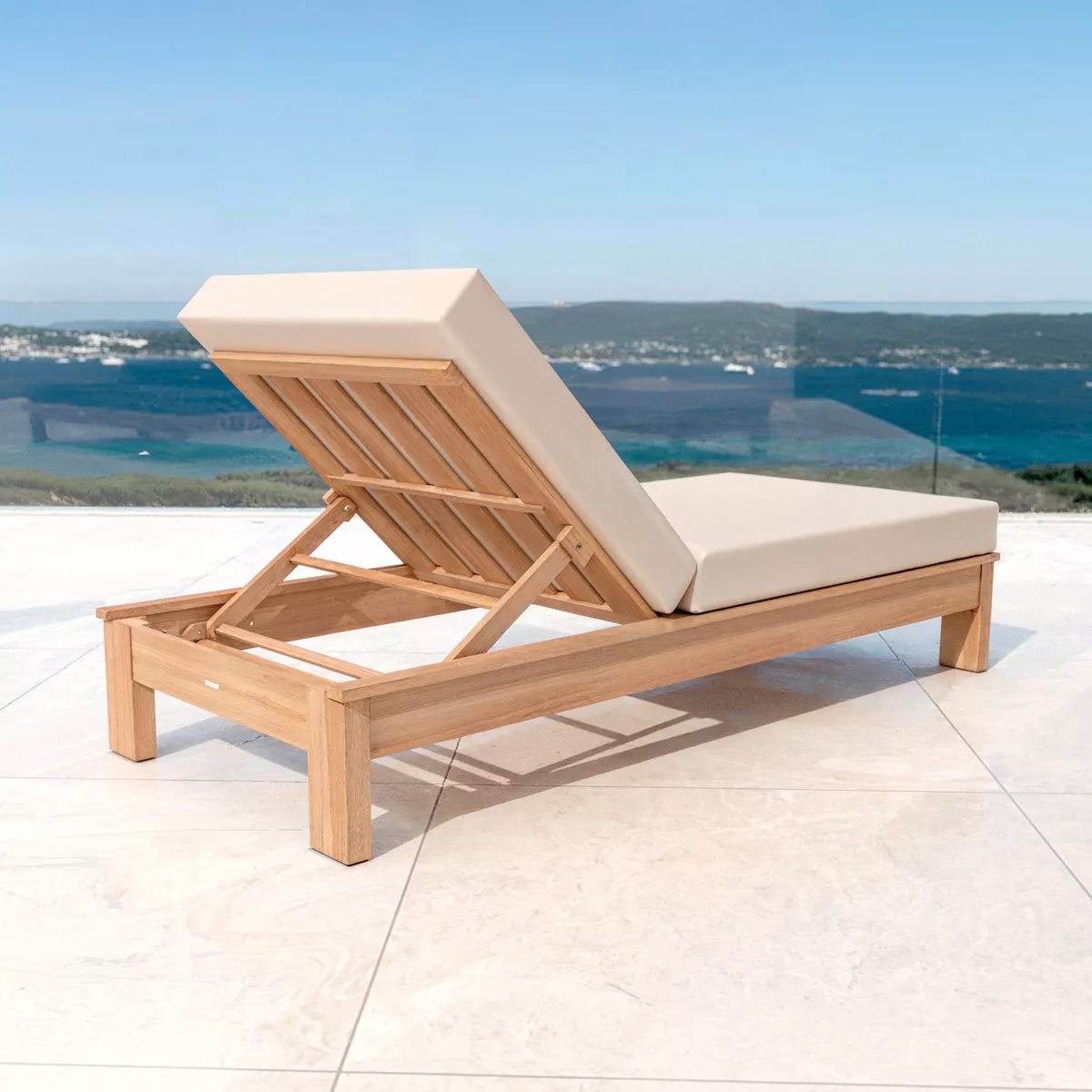 Lettino da spiaggia legno d'acacia Bornéo - Naturale