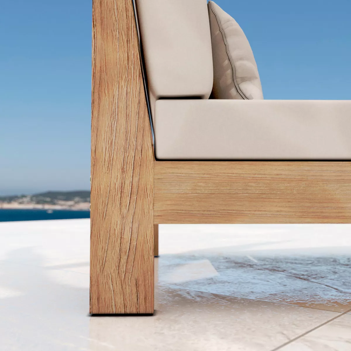 Méridienne de jardin bois d'acacia Bornéo - Naturel