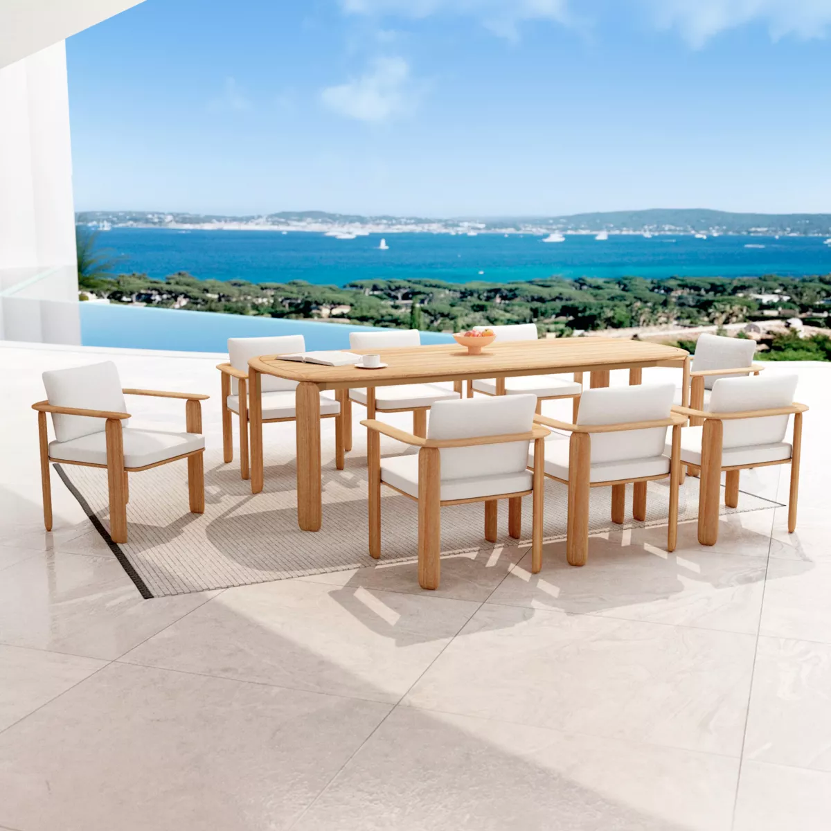 Table de jardin bois teck 10 places (260 x 100 cm) Java - Naturel