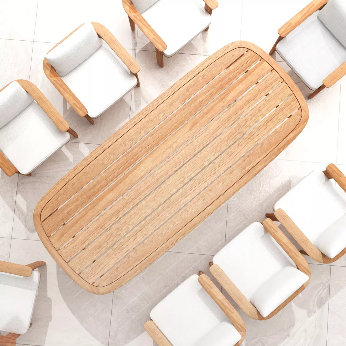 Mesa de jardín en madera teck 10 lugares (260 x 100 cm) Java - Natural