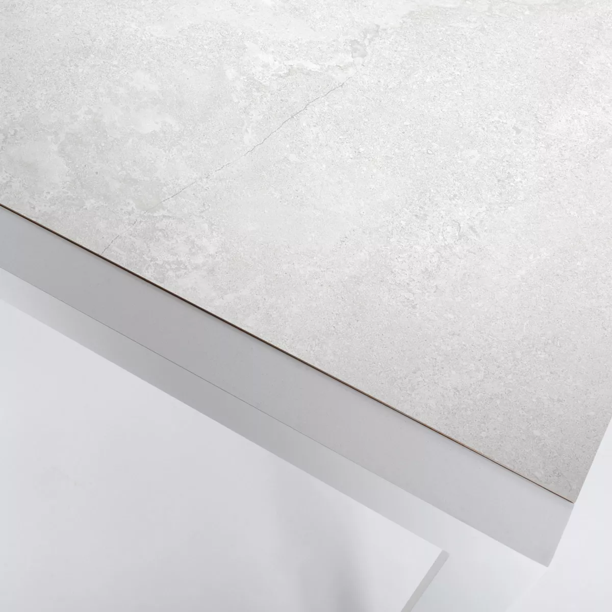 Mesa de jardín 8 personas Aluminio/Cerámica Modena (180 x 90 cm) - Blanco/Gris