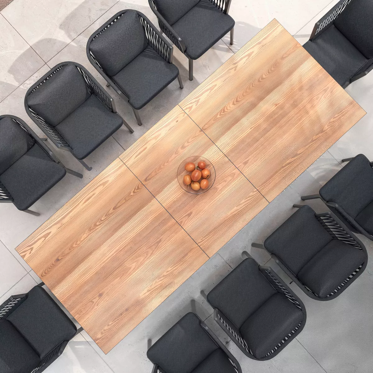 Gartentisch ausziehbar Aluminium - bis zu 10 Pers. (260 x 96 cm) Amalfi - Anthrazitgrau