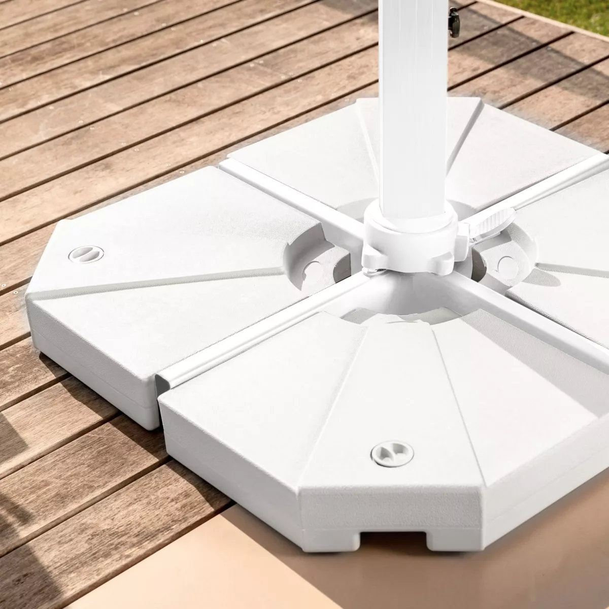 Parasol déporté rectangulaire (L4 x 3m) Yucatan - Blanc et Taupe