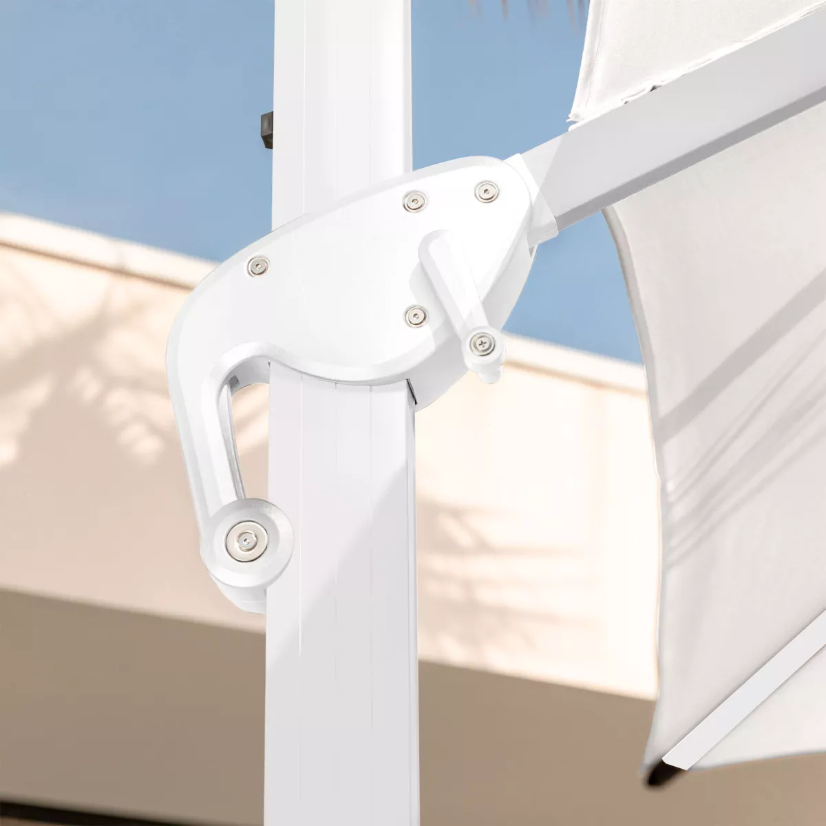 Parasol déporté rectangulaire (L4 x 3m) Yucatan - Aluminium et Blanc