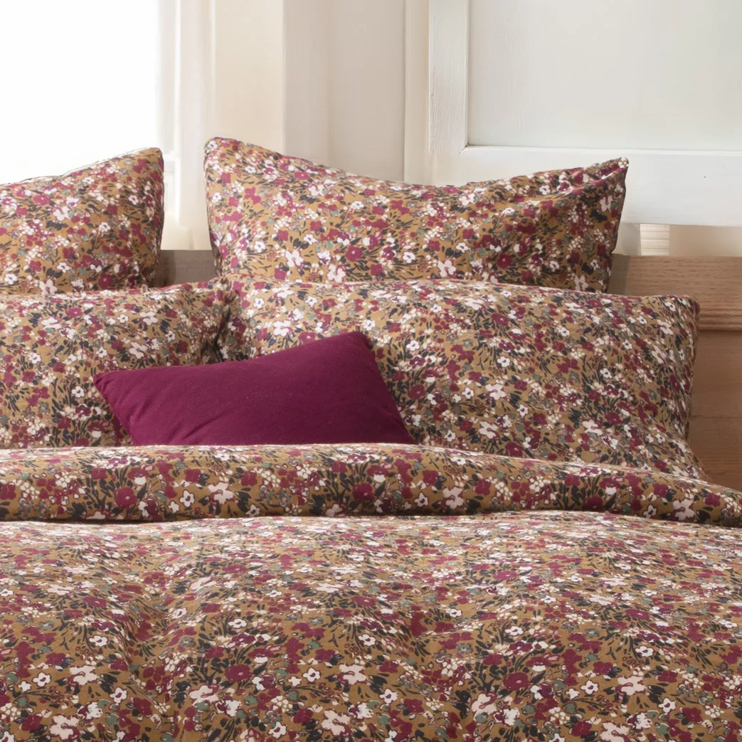 Taie d'oreiller rectangulaire gaze de coton (70 cm) Constance Camel